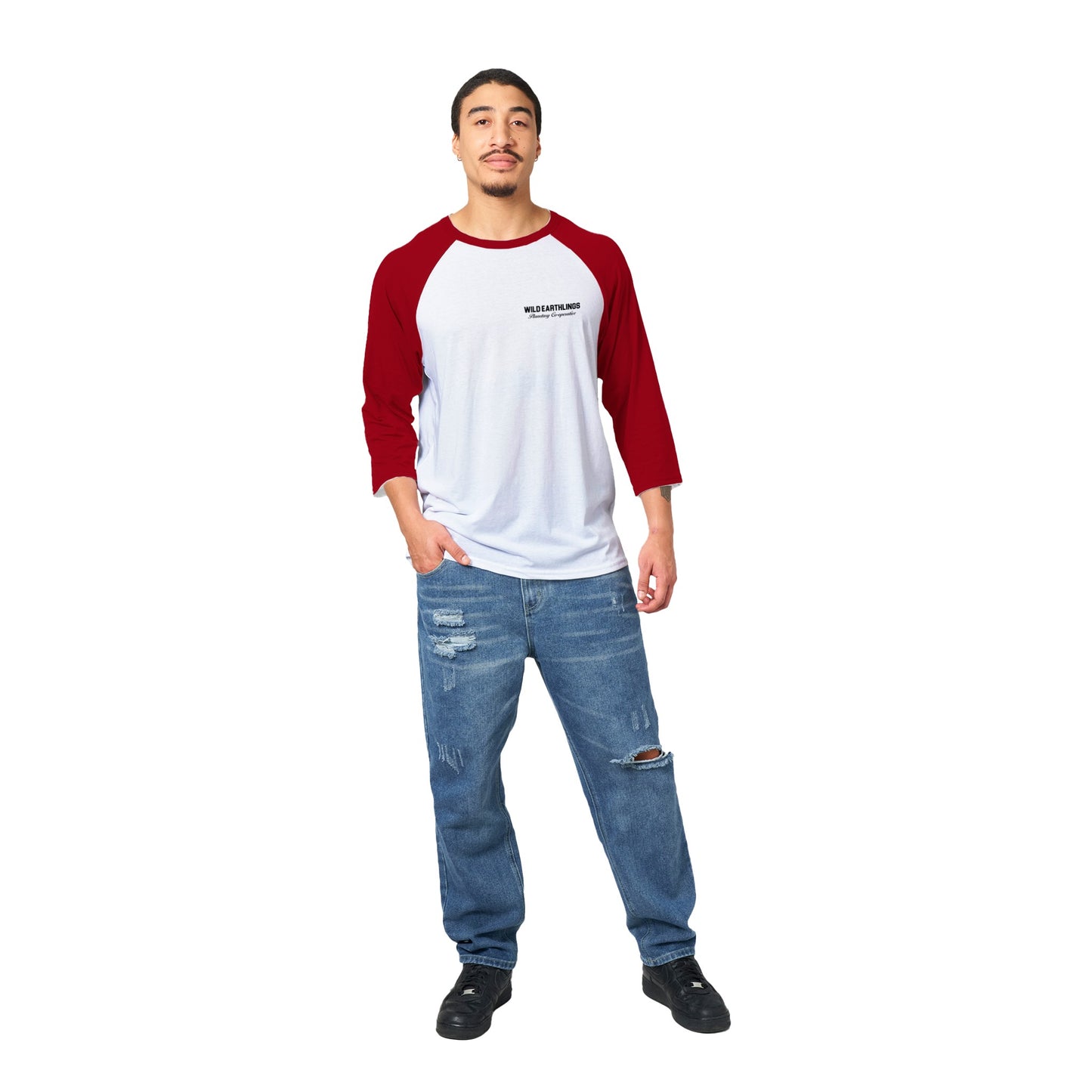 Wild Earthlings - Raglan Tee 3/4 sleeve  (Red)